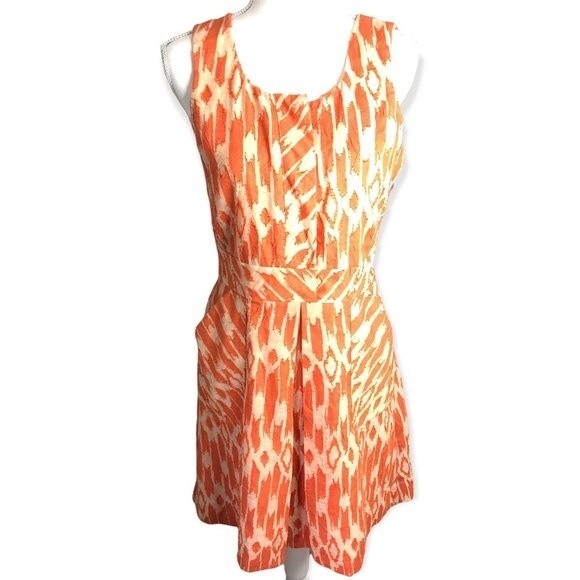 J.Crew Orange & Ivory Caroline Textured Dress in Ikat - Picture 2 of 9
